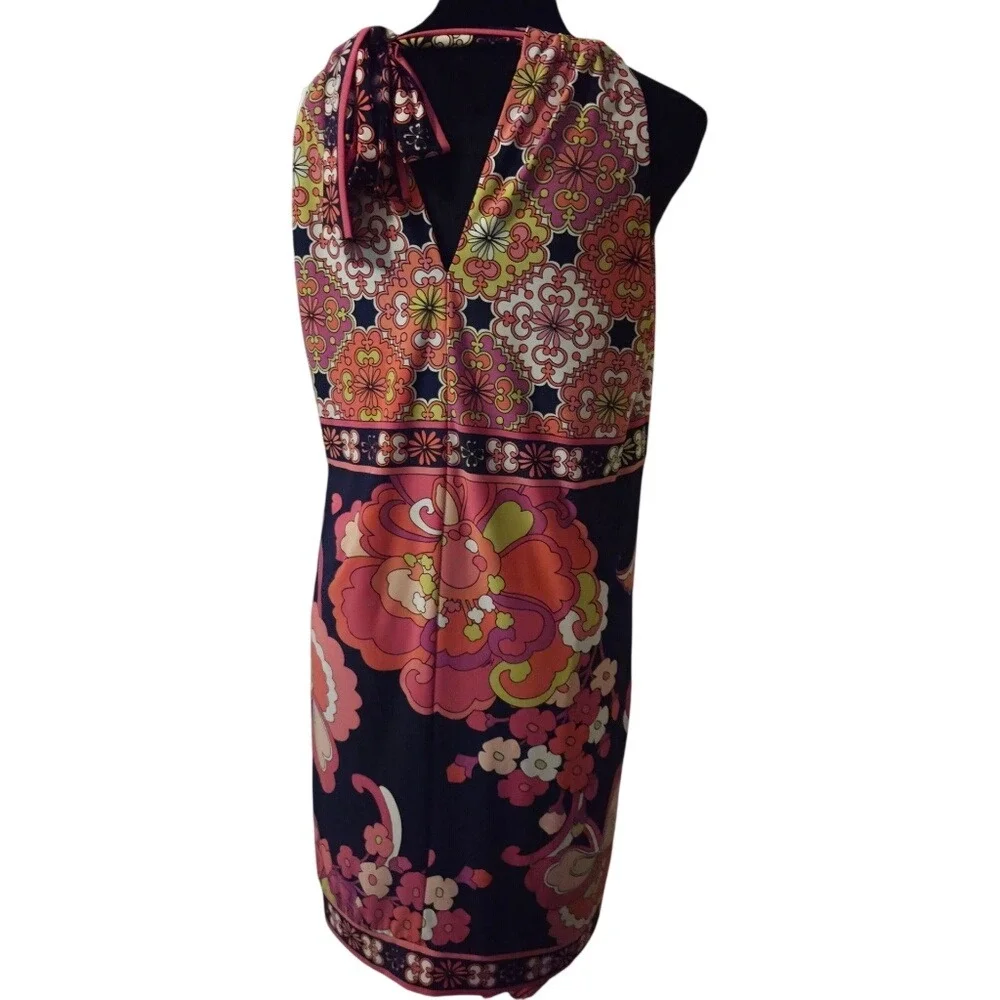 Trina Turk Halter Mini Dress Size 8 Multicolor‎ Floral Lined Poly